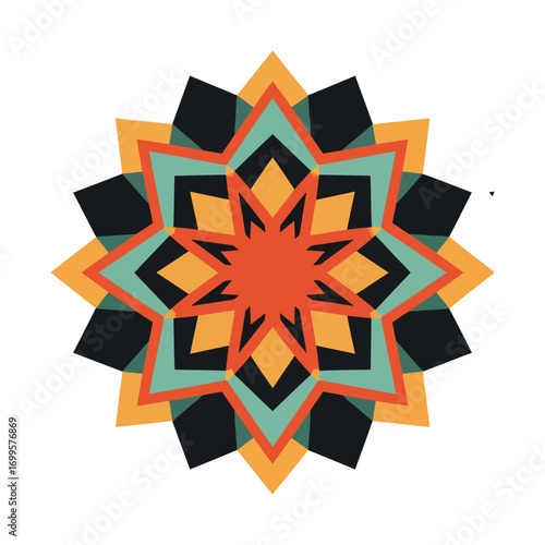 Ethnic-inspired mandala ornament in abstract geometric style. Great for traditional artwork, crafts, backgrounds, and decorative illustrations.