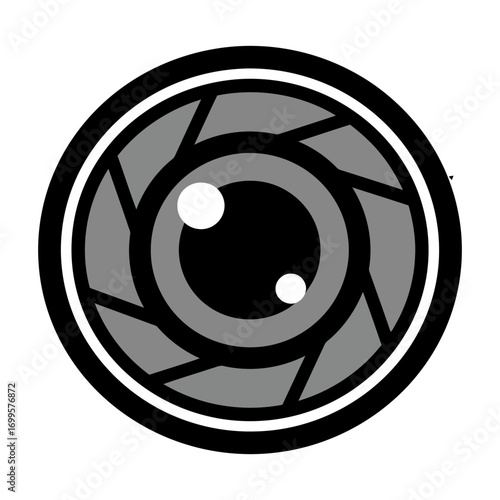 Vector design of an aperture-style camera lens. Suitable for photography, media, optical technology, and creative digital projects.