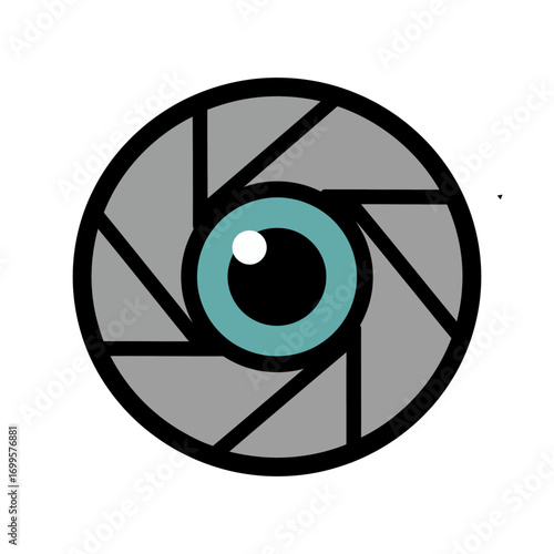 Vector design of an aperture-style camera lens. Suitable for photography, media, optical technology, and creative digital projects.