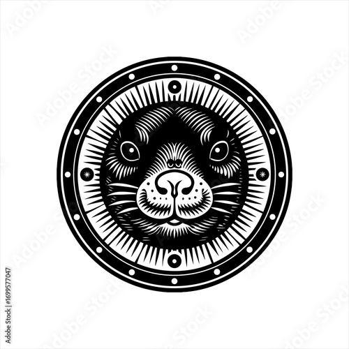 Stylized Seal Face Emblem Design.