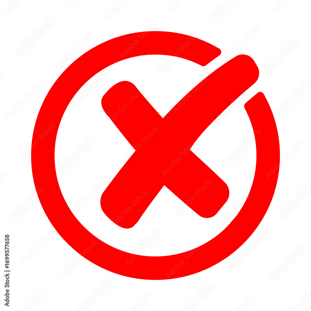 Obraz premium Red X Mark in Circle Icon 1.