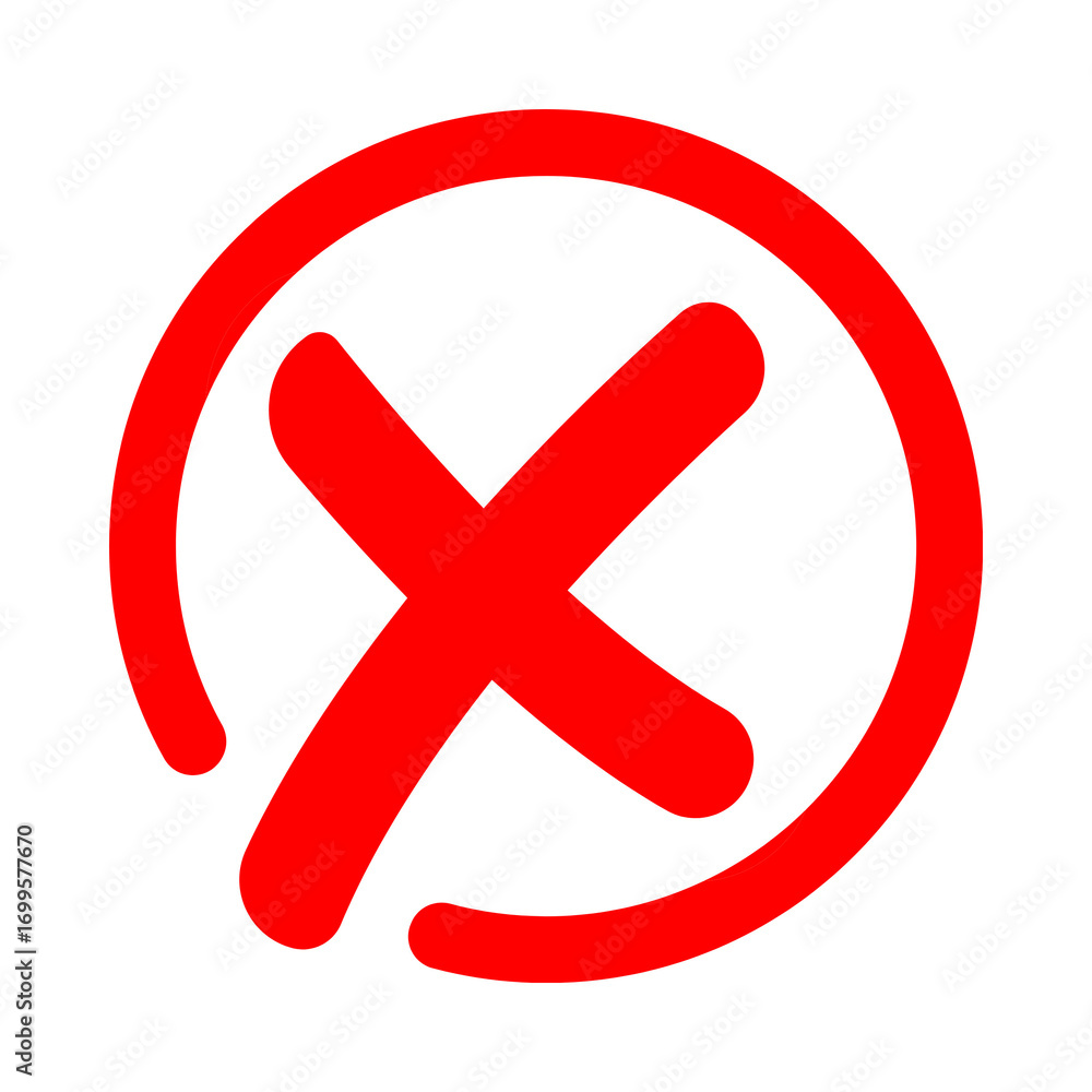 Obraz premium Red X Mark in Circle Icon.