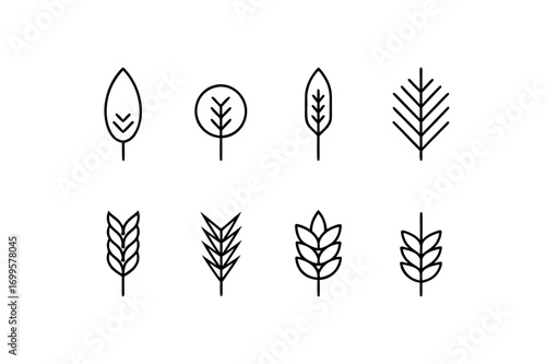 8 different gluten free icons line art vector 