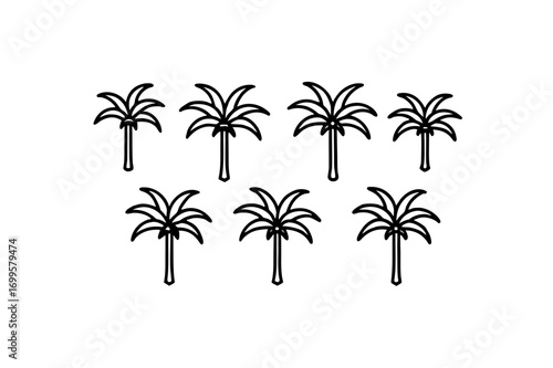 10 different banana tree icons line art vector ill