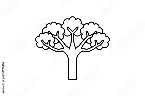 10 different baobab tree icons line art vector ill