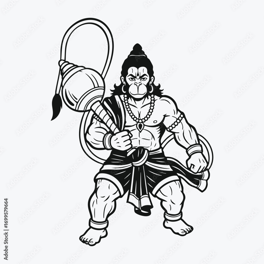 Fototapeta premium Silhouette Tattoo Design Hanuman Art
