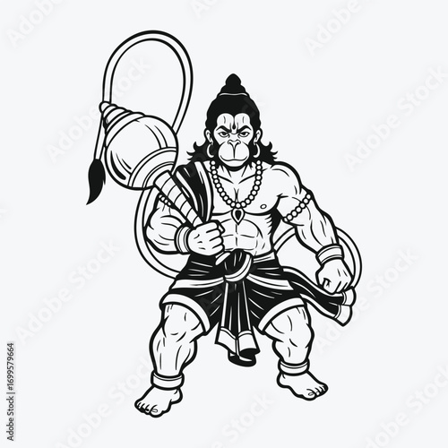 Silhouette Tattoo Design Hanuman Art