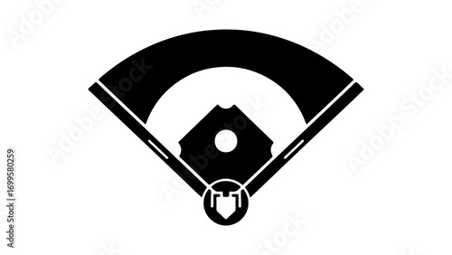 Simple black silhouette icon of a baseball field diamond.