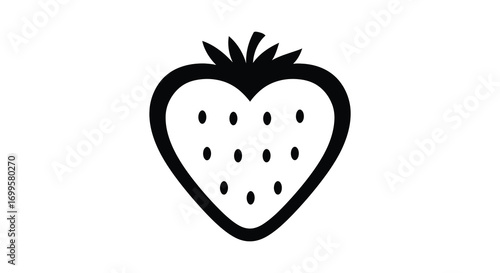 a simple black outline of a strawberry with seeds