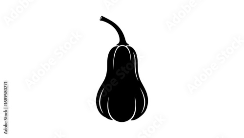 Simple black silhouette icon of a butternut squash vegetable.