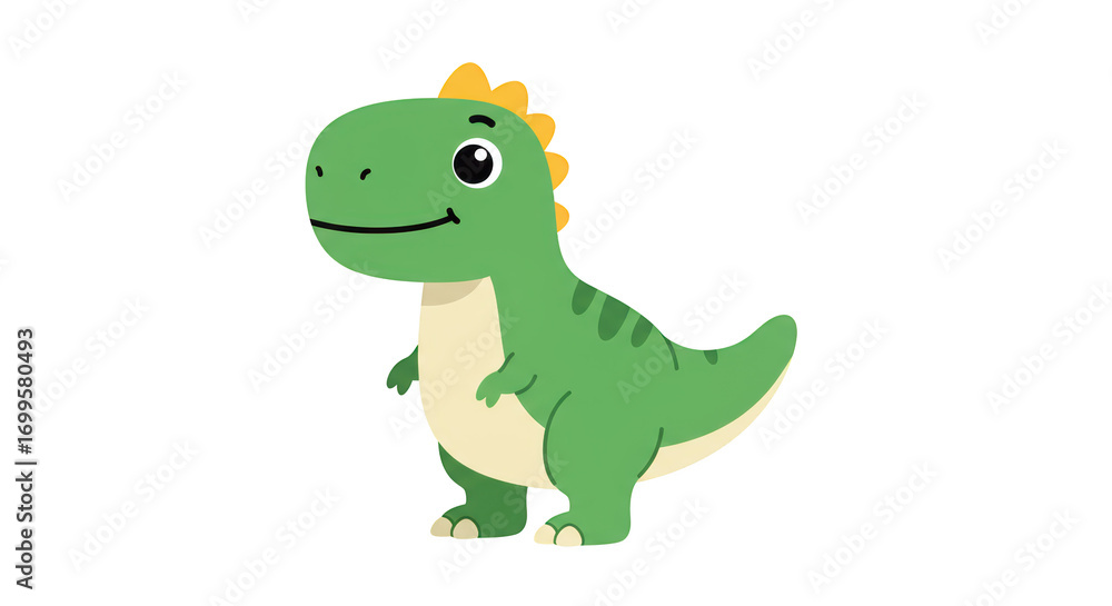 Fototapeta premium Cute Cartoon Tyrannosaurus Rex Illustration illustration featuring style, animal, yellow, legs, trex, tail concept design for