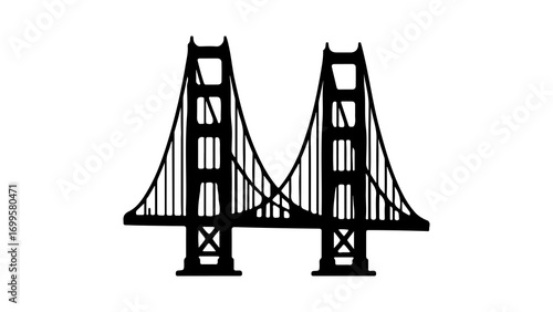 Simple black silhouette icon of the Golden Gate Bridge.