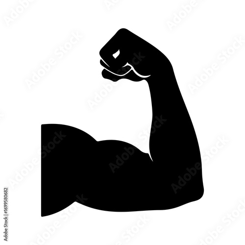 Simple black silhouette of a strong flexed arm muscle 1.