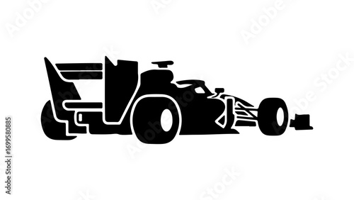 Sleek Formula 1 race car silhouette vector illustration.