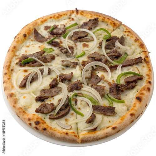 Philly Cheesesteak Pizza on transparent background