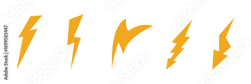 Lightning icon set. Thunderbolt. Vector
