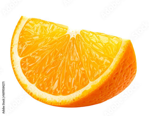 Close-Up Side View of Orange Slice, Slight Tilt, Transparent Background PNG