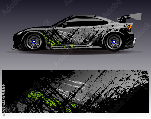 Car wrap design vector. Graphic abstract stripe racing background designs for vehicle, rally, race, adventure and car racing livery