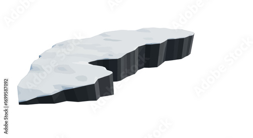 Isolated Iceberg with Snowy Surface and Dark Base Illustration.