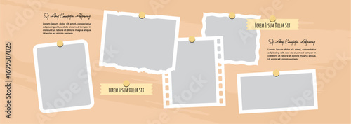 Pictures or photos frame collage layout abstract photo frames and digital photo wall template