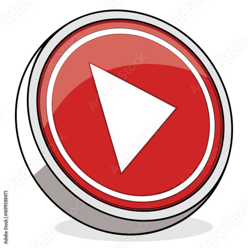Start your video content now with this dynamic, modern red play button icon, perfect for digital media and streaming platforms.