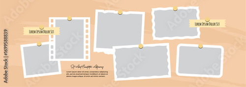 Pictures or photos frame collage layout abstract photo frames and digital photo wall template