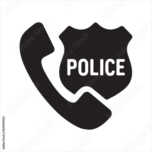 Police Hotline silhouette vector with white background