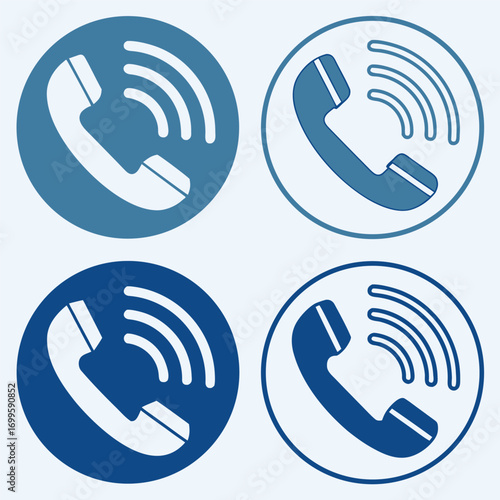 Four distinct blue phone icons symbolizing communication and connectivity, perfect for business and tech concepts