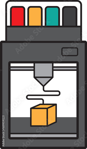 Enclosed 3D printer concept icon.