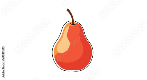 A ripe red pear with a stem a delicious fruit for healthy eating