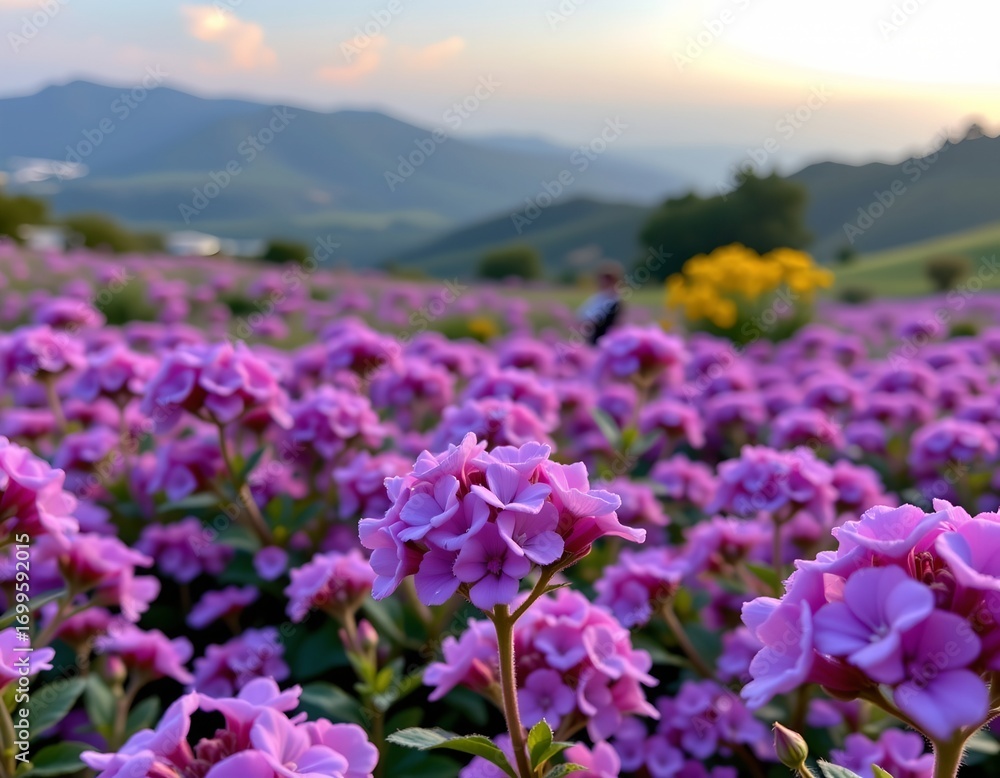 Fototapeta premium Serene Purple Floral Landscape Dawn Dusk