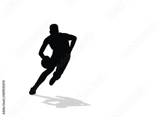 Silhouette of a male basketball player isolated on a background.