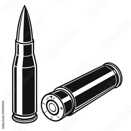 Powerful ammunition rounds, symbol of force and defense, ready for action, striking visual impact for security and military themes