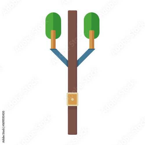 Stylized tree with blue straps and a buckle on a transparent background