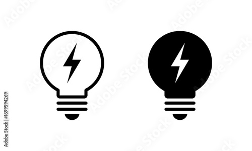 Light bulb with lightning bolt icon. Innovation, electricity, and creative energy symbol