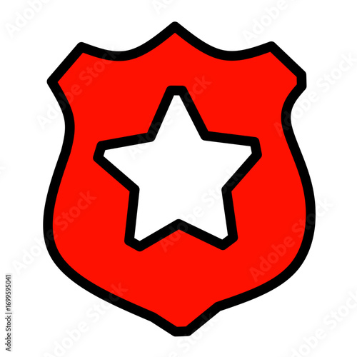 Police Badge Red Icon - Law Enforcement Symbol