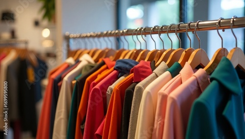 Wallpaper Mural Vibrant Clothing Display in Boutique Store – Colorful Fashion Wardrobe on Hangers Torontodigital.ca