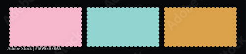 Blank rectangle Postage stamp frames. Mock up postage stamps. Blank postage stamp borders templates. 
