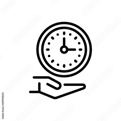Black line icon for time saving