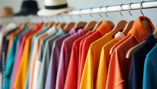 Wallpaper Mural Colorful Clothes on Hangers in Fashion Store – Modern Retail Shopping Background Torontodigital.ca