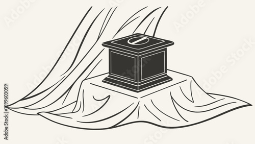Elegant display stage with draped fabric backdrop for product showcase and presentation design concept