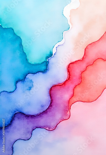 Stunning watercolor wash painting in vibrant hues perfect for backgrounds and modern designs