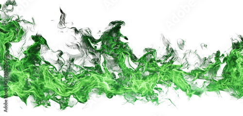 Vibrant green flames against a black background