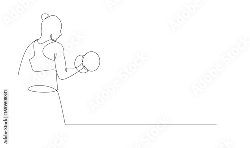Continuous Line Art: Woman Lifting Dumbbell