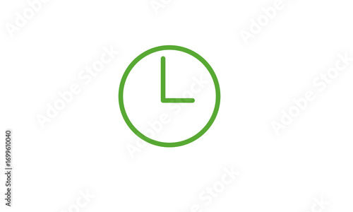 Free Download Minimalist clock icon in a clean, green outline style. A simple line art symbol representing time, ideal for a scheduling app UI or a business presentation. - GFXLoad