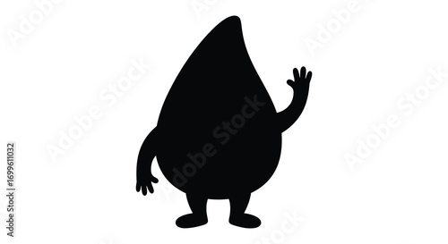 a simple silhouette of a waving figure with elongated head