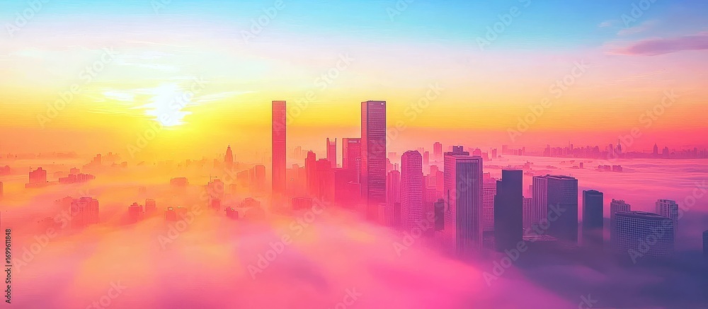 Fototapeta premium Stunning City Silhouette at Sunrise