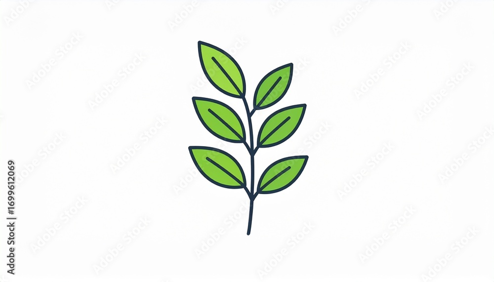 Fototapeta premium Vector Illustration of Green Leafy Branch Isolated on White Background