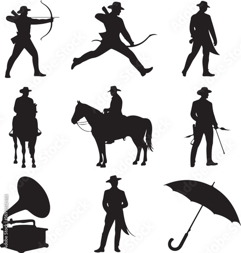 Silhouette Collection of Cowboy, Horse, and Vintage Items rider