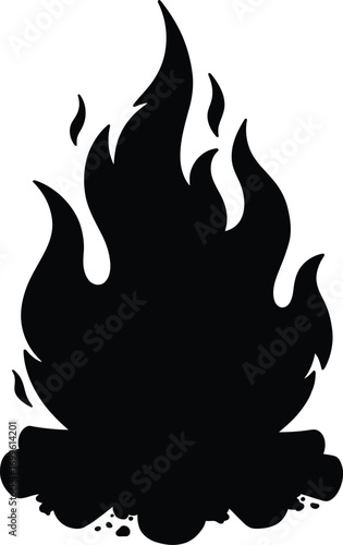 A campfire with logs, isolated on white background